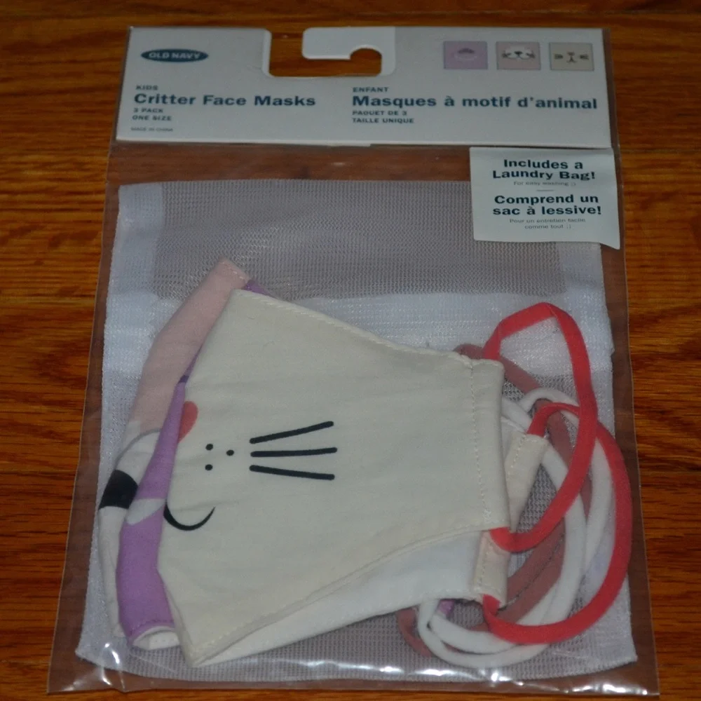 Youth girls Old Navy Critter face masks, new in package